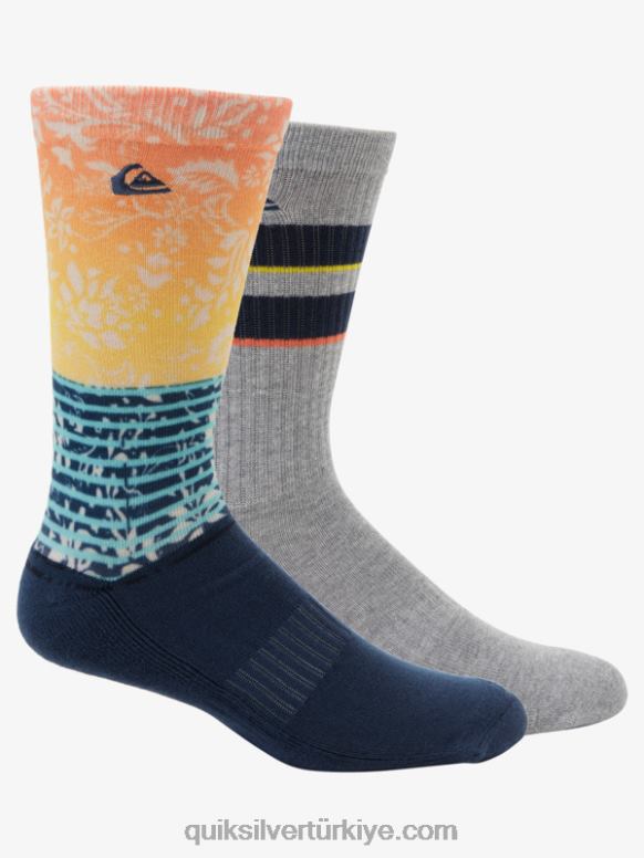 Quiksilver erkekler 2'li jakarlı mürettebat çorabı 226FP1142 Donanma