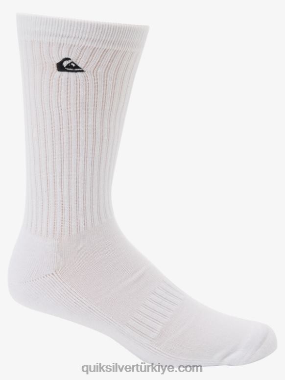 Quiksilver erkekler 2 paket düz mürettebat çorabı 226FP1058 beyaz