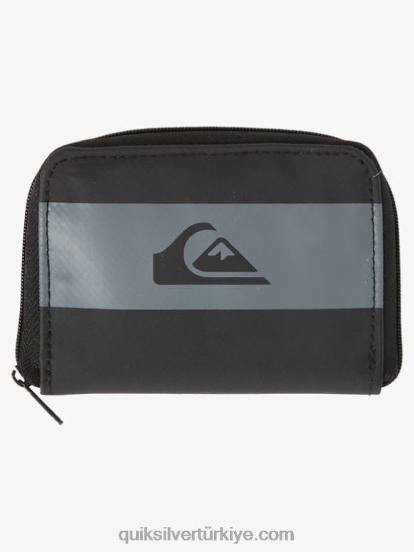 Quiksilver erkekler güvenlik ağı fermuarlı cüzdan 226FP1234 siyah