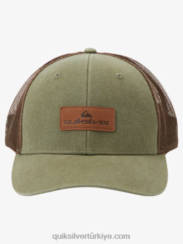 Quiksilver erkekler ambar kamyon şoförü şapkası aşağı 226FP660 zeytin grisi