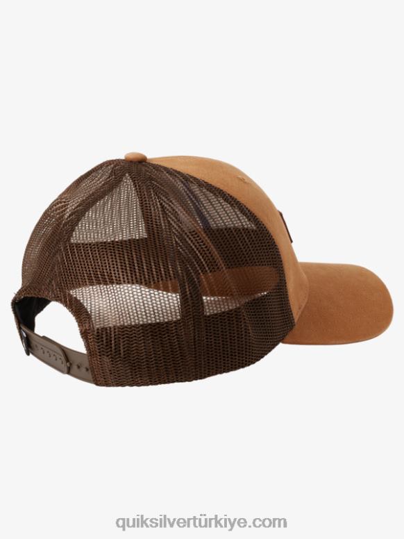 Quiksilver erkekler ambar kamyon şoförü şapkası aşağı 226FP664 cehri kahverengi