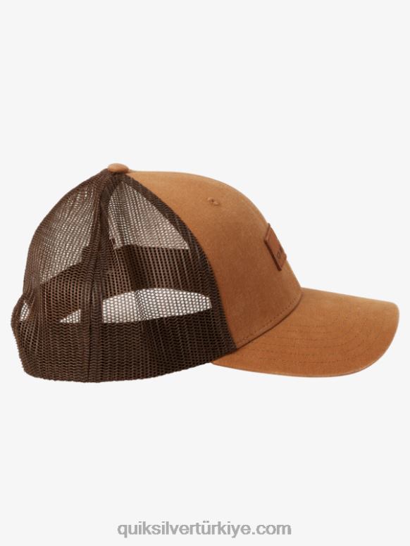 Quiksilver erkekler ambar kamyon şoförü şapkası aşağı 226FP664 cehri kahverengi