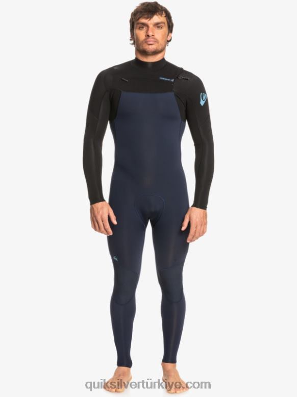 Quiksilver erkekler 3/2 günlük göğüs-fermuarlı dalış elbisesi 226FP1278 koyu lacivert/siyah