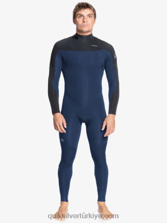 Quiksilver erkekler 4/3 günlük seans arkadan fermuarlı dalış elbisesi 226FP1175 koyu lacivert/siyah