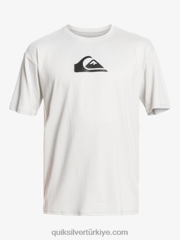 Quiksilver erkekler düz çizgi kısa kollu upf 50 sörf tişörtü 226FP884 gri menekşe