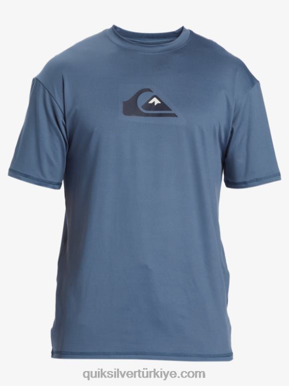 Quiksilver erkekler düz çizgi kısa kollu upf 50 sörf tişörtü 226FP888 Bering Denizi