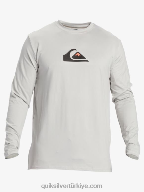 Quiksilver erkekler düz çizgi uzun kollu upf 50 sörf tişörtü 226FP840 gri menekşe