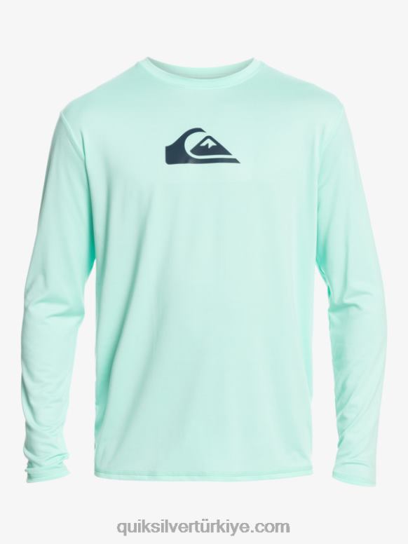 Quiksilver erkekler düz çizgi uzun kollu upf 50 sörf tişörtü 226FP845 plaj camı