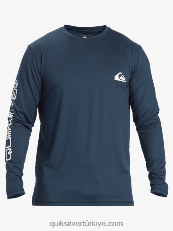 Quiksilver erkekler omni session uzun kollu upf 50 surf t-shirt 226FP405 Gece yarısı donanması