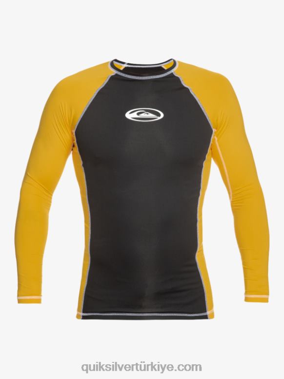Quiksilver erkekler satürn koruma uzun kollu upf 50 rashguard 226FP652 yumurta sarısı
