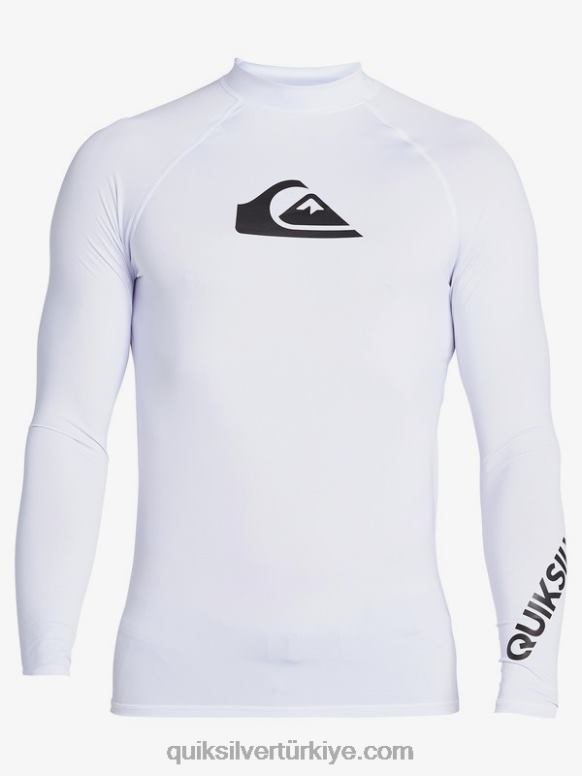 Quiksilver erkekler tüm zamanların uzun kollu upf 50 döküntü koruması 226FP1429 beyaz