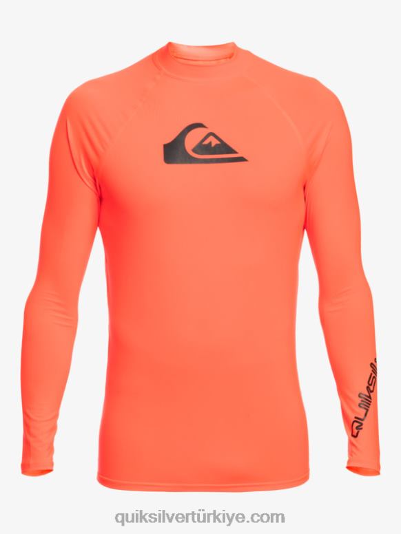 Quiksilver erkekler tüm zamanların uzun kollu upf 50 döküntü koruması 226FP821 ateşli mercan