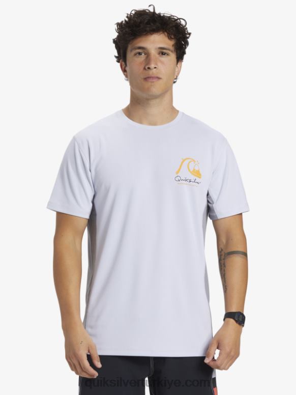Quiksilver erkekler waterman bambu kontrol 2 upf 50 kısa kollu sörf tişörtü 226FP273 beyaz