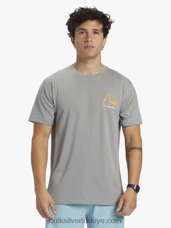 Quiksilver erkekler waterman bambu kontrol 2 upf 50 kısa kollu sörf tişörtü 226FP274 köpekbalığı derisi