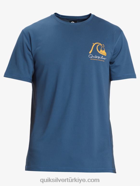 Quiksilver erkekler waterman bambu kontrol 2 upf 50 kısa kollu sörf tişörtü 226FP275 mavi bayrak