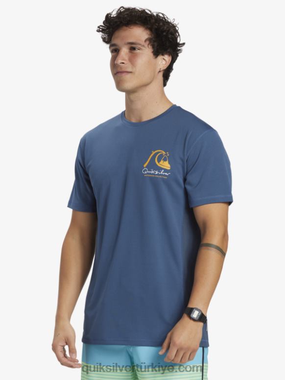 Quiksilver erkekler waterman bambu kontrol 2 upf 50 kısa kollu sörf tişörtü 226FP275 mavi bayrak