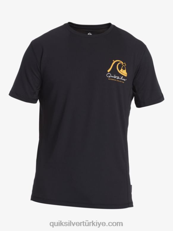Quiksilver erkekler waterman bambu kontrol 2 upf 50 kısa kollu sörf tişörtü 226FP276 siyah