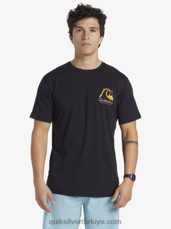 Quiksilver erkekler waterman bambu kontrol 2 upf 50 kısa kollu sörf tişörtü 226FP276 siyah