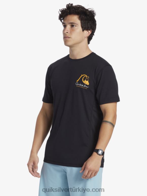 Quiksilver erkekler waterman bambu kontrol 2 upf 50 kısa kollu sörf tişörtü 226FP276 siyah