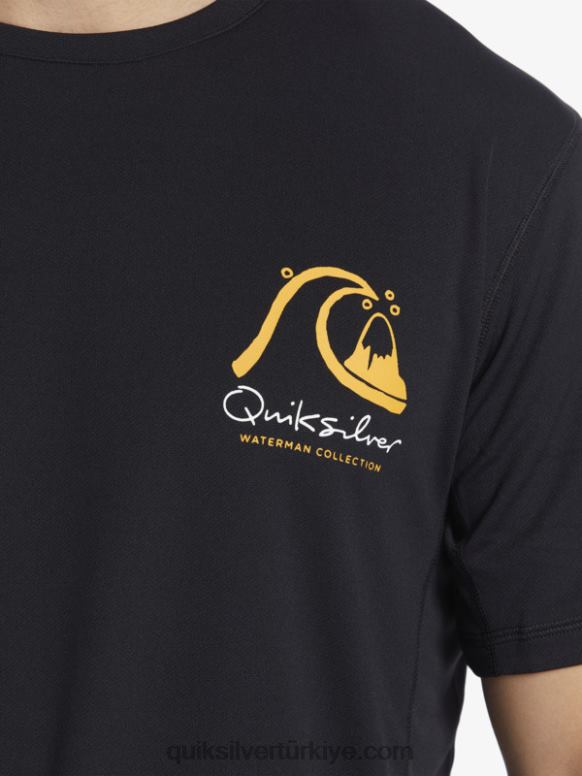 Quiksilver erkekler waterman bambu kontrol 2 upf 50 kısa kollu sörf tişörtü 226FP276 siyah