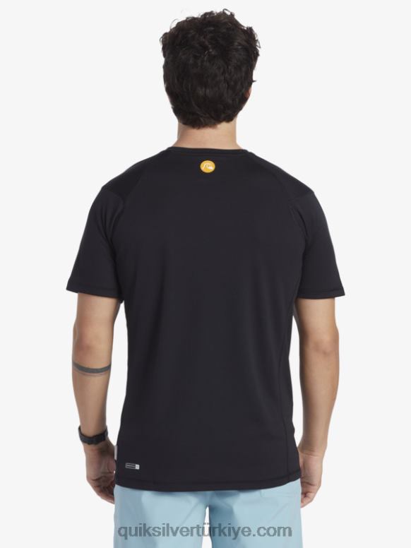 Quiksilver erkekler waterman bambu kontrol 2 upf 50 kısa kollu sörf tişörtü 226FP276 siyah