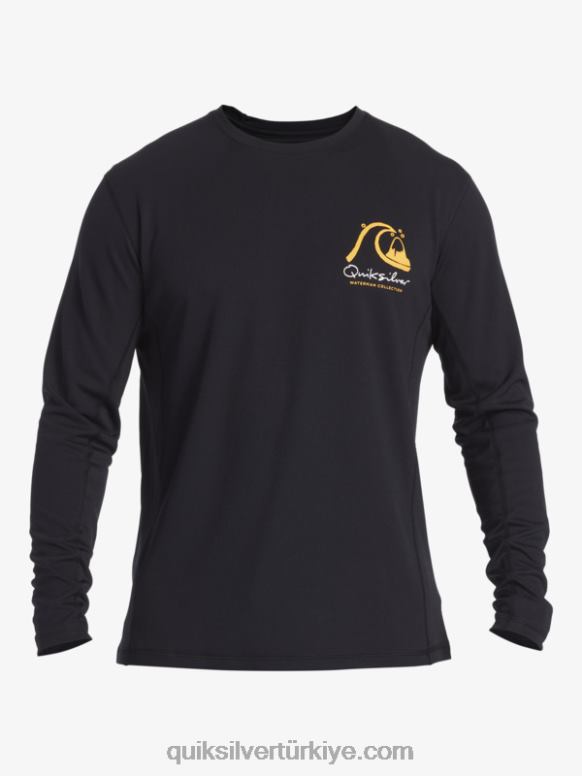 Quiksilver erkekler waterman bambu kontrol 2 upf 50 uzun kollu sörf tişörtü 226FP261 siyah