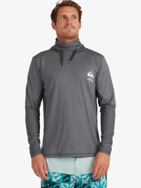 Quiksilver erkekler waterman fener kapşonlu uzun kollu upf 50 surf t-shirt 226FP1848 karanlık gölge