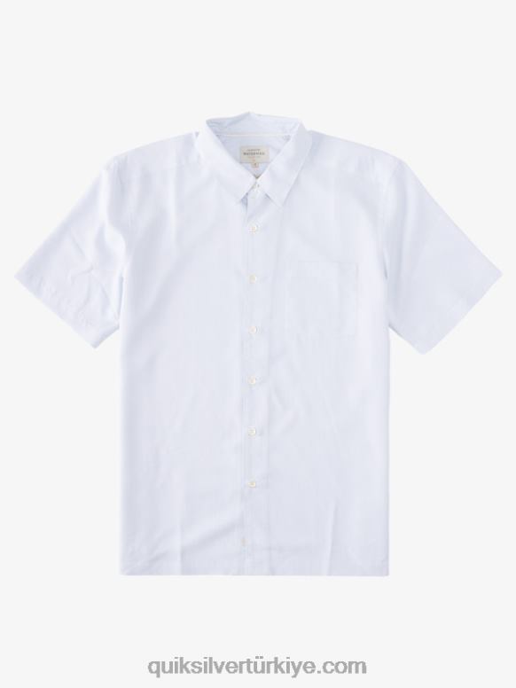 Quiksilver erkekler Waterman Kings Cliff Kısa Kollu Gömlek 226FP281 beyaz krallar uçurum