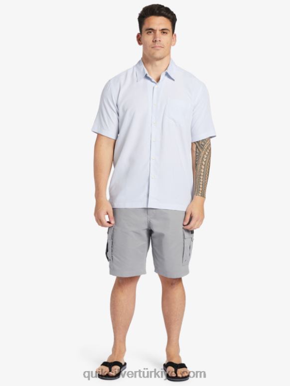 Quiksilver erkekler Waterman Kings Cliff Kısa Kollu Gömlek 226FP281 beyaz krallar uçurum