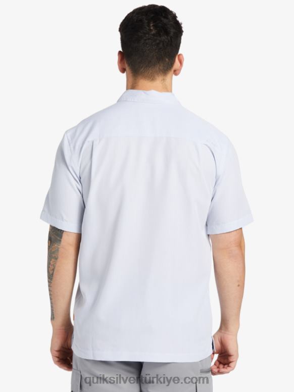 Quiksilver erkekler Waterman Kings Cliff Kısa Kollu Gömlek 226FP281 beyaz krallar uçurum