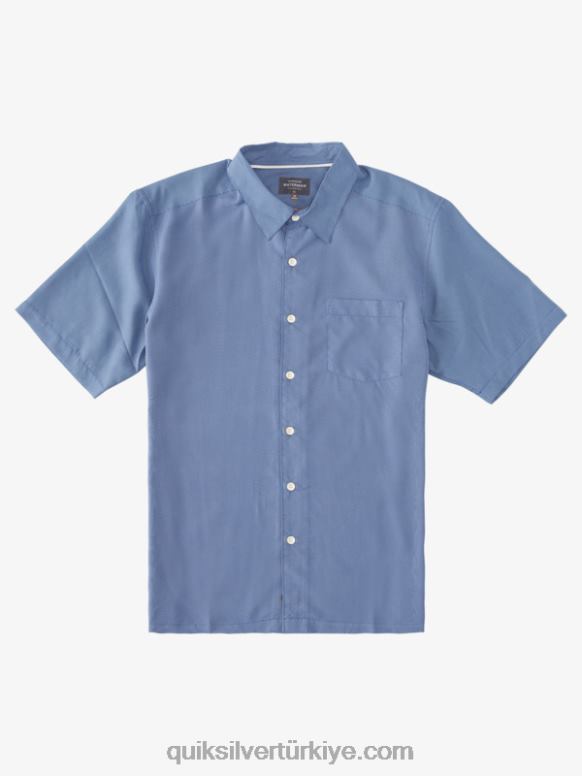 Quiksilver erkekler Waterman Kings Cliff Kısa Kollu Gömlek 226FP282 mavi krallar uçurum