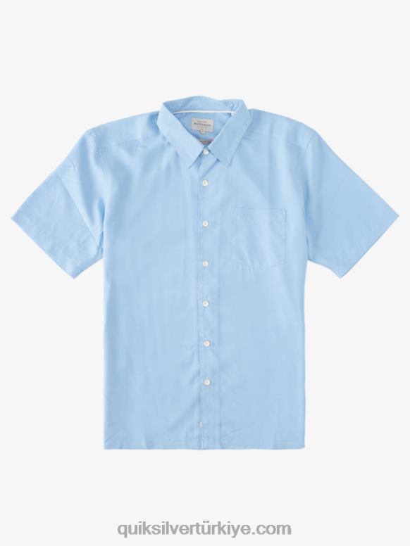 Quiksilver erkekler Waterman Kings Cliff Kısa Kollu Gömlek 226FP285 alacakaranlık mavi krallar uçurum