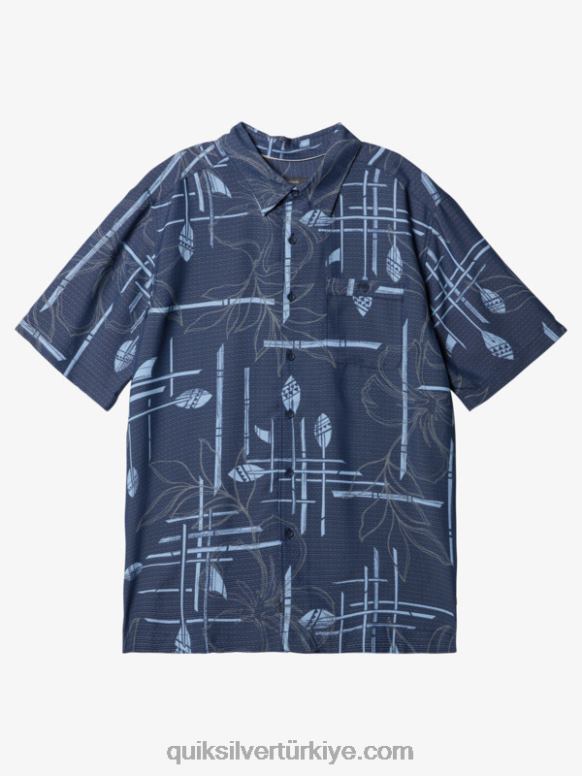 Quiksilver erkekler Waterman kürek dışarı kısa kollu gömlek 226FP1415 donanma blazer