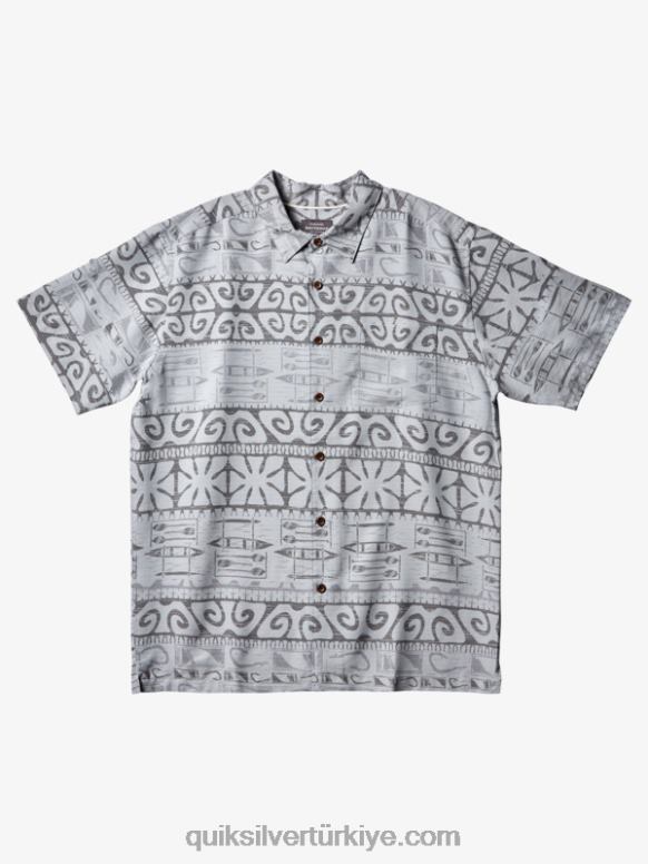 Quiksilver erkekler ağaçlarda su adamı kısa kollu gömlek 226FP292 ağaçlarda liman sisi