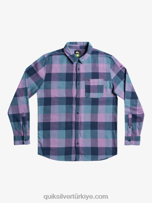 Quiksilver erkekler anne sineği uzun kollu flanel gömlek 226FP1572 Insignia mavi anne sineği
