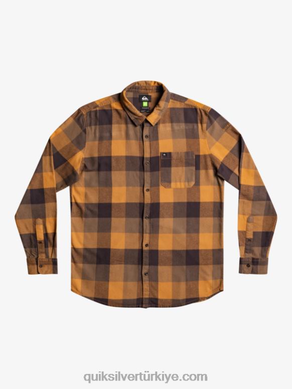 Quiksilver erkekler anne sineği uzun kollu flanel gömlek 226FP1574 esmer şeker sineği