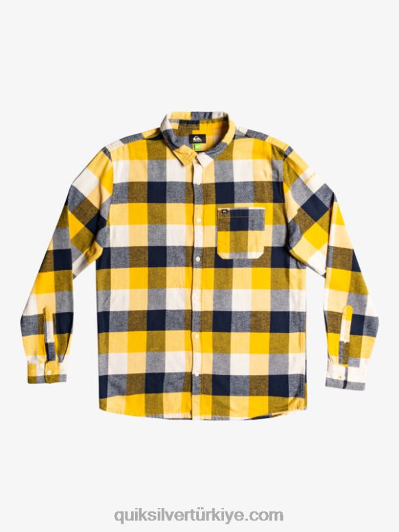 Quiksilver erkekler anne sineği uzun kollu flanel gömlek 226FP1575 huş anne sineği 223
