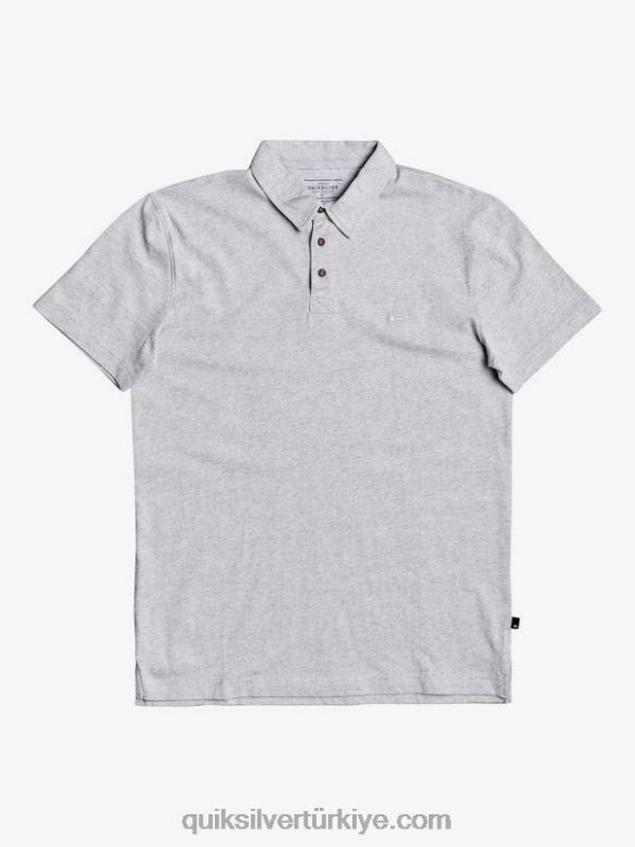 Quiksilver erkekler günlük güneş gezisi kısa kollu polo tişört 226FP1552 açık gri funda