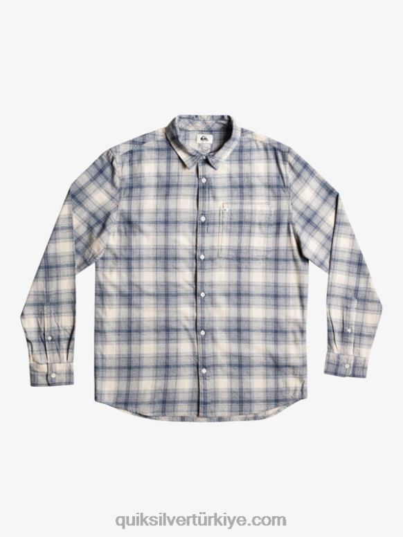 Quiksilver erkekler ganaway streç uzun kollu flanel gömlek 226FP1768 huş ganaway