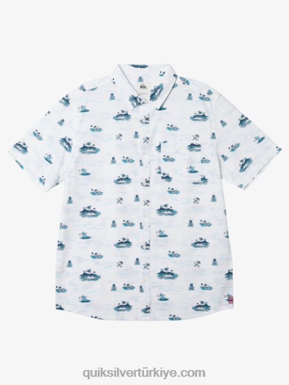 Quiksilver erkekler hawaii denizde kayıp kısa kollu gömlek 226FP1725 beyaz