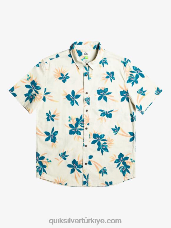 Quiksilver erkekler tatil kısa kollu gömlek 226FP1088 huş ağacı