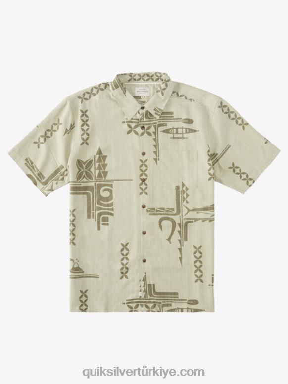 Quiksilver erkekler waterman büyük yakalamak kısa kollu gömlek 226FP863 çay büyük av