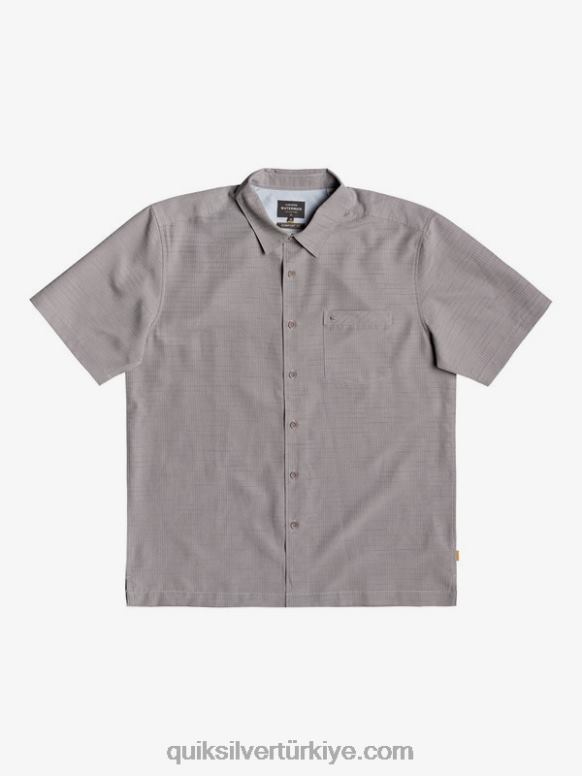 Quiksilver erkekler waterman centinela premium kırışık önleyici gömlek 226FP1301 çakmaktaşı gri centinella