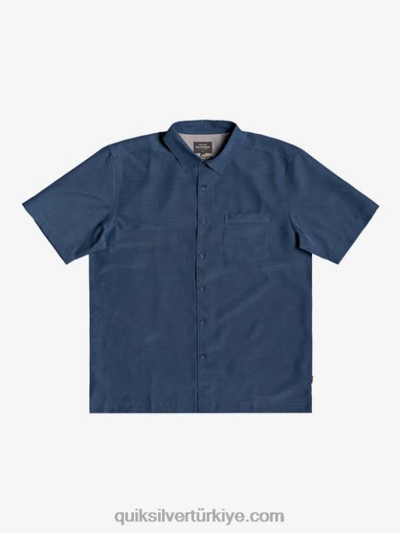Quiksilver erkekler waterman centinela premium kırışık önleyici gömlek 226FP1304 gece yarısı donanması centinella