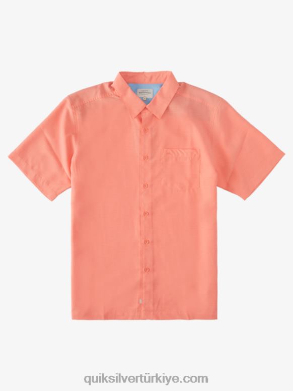 Quiksilver erkekler waterman centinela premium kırışık önleyici gömlek 226FP1307 şeftali pembe centinella