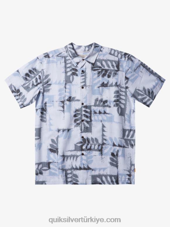 Quiksilver erkekler waterman kano resif teknik kısa kollu gömlek 226FP398 beyaz kano resifi w