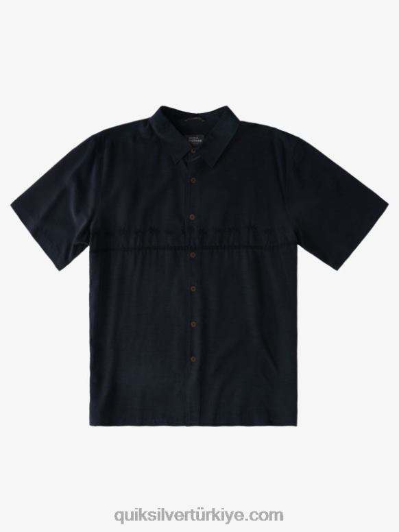 Quiksilver erkekler waterman tahiti palms premium kırışık önleyici gömlek 226FP868 siyah