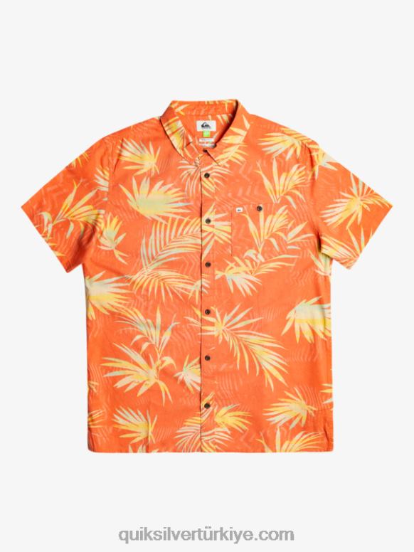 Quiksilver erkekler yırtık pamuklu kısa kollu gömlek 226FP1241 yırtık taze somon
