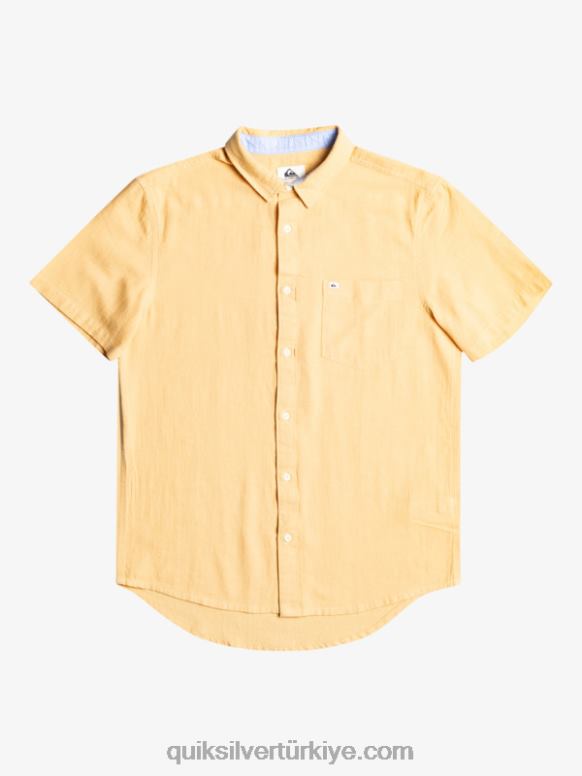Quiksilver erkekler zaman kutusu kısa kollu gömlek 226FP1361 buğday