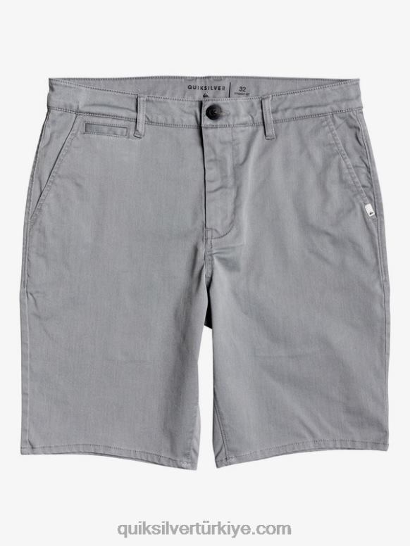 Quiksilver erkekler casual union streç 20 chino cepli şort 226FP1312 açık gri funda